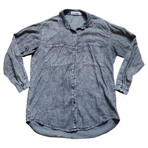 The Rockn Rev Shirt Top Small/Medium Chambray Button Stonewash 80s 90s Y2K